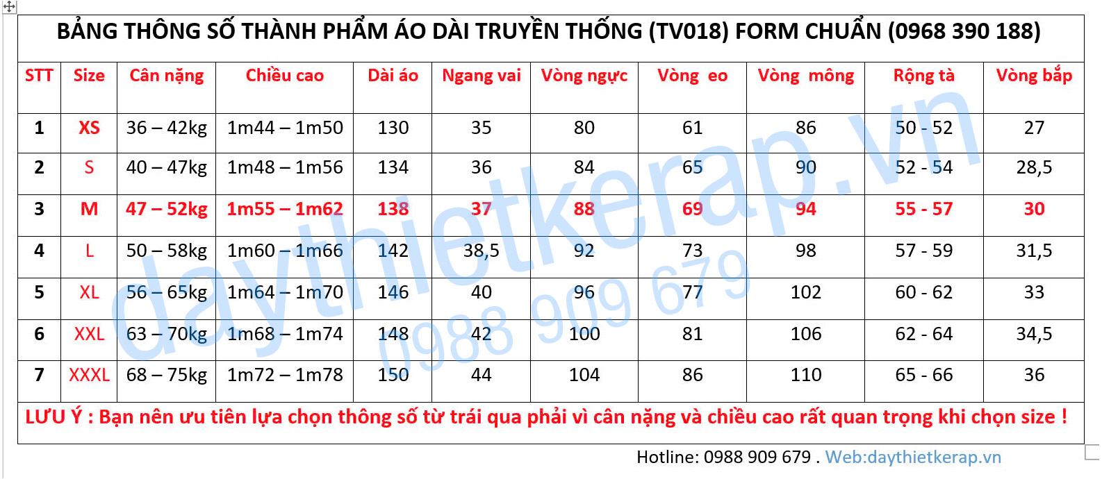 thông số áo dài truyền thống